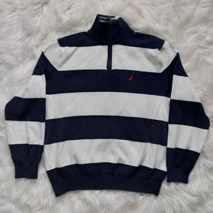 Nautica 1/4 zip striped sweater sz M